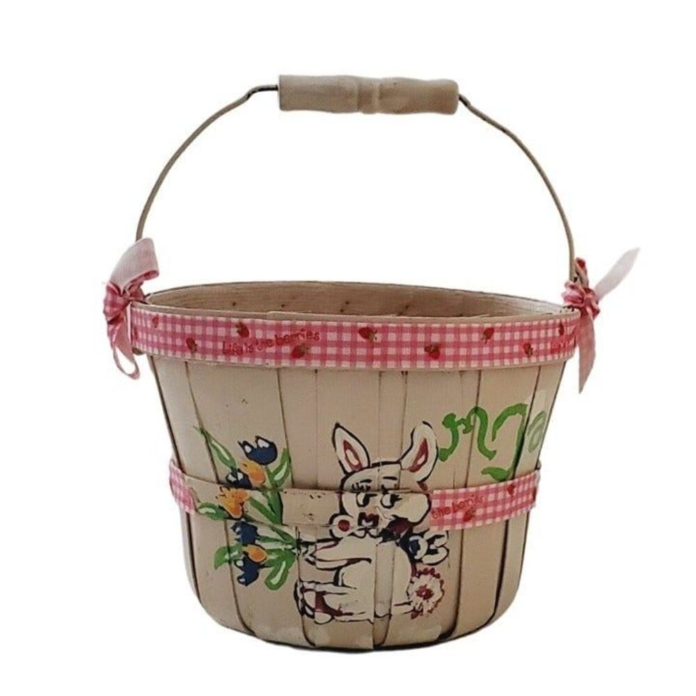 Vintage 1980s Children's Easter Round Basket GUC